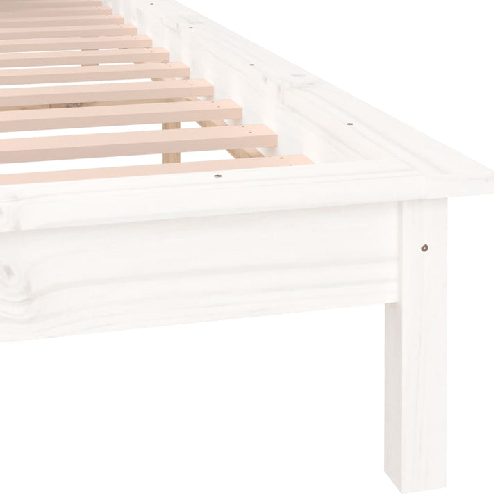 sengeramme med LED-lys 140x190 cm massivt træ hvid