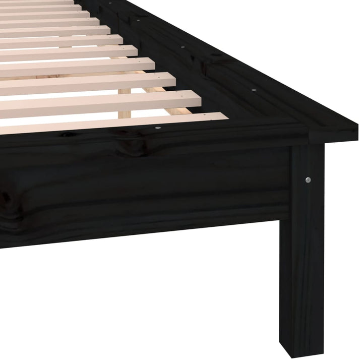 sengeramme med LED-lys 140x190 cm massivt træ sort