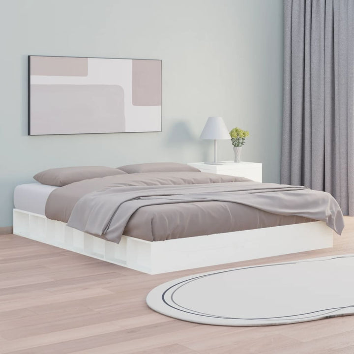 sengeramme 150x200 cm King Size massivt træ hvid