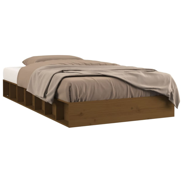 sengeramme 75x190 cm Small Single massivt træ gyldenbrun