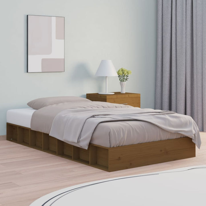 sengeramme 75x190 cm Small Single massivt træ gyldenbrun