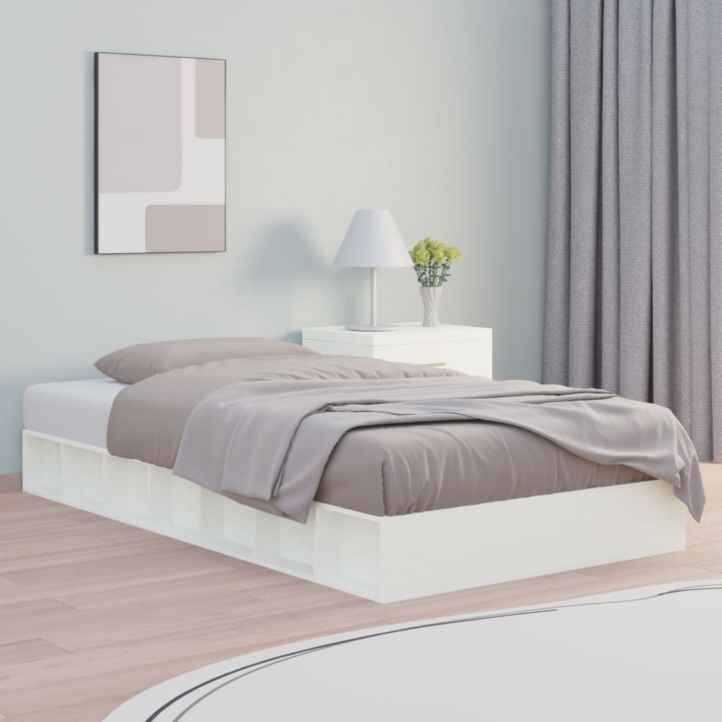 sengeramme 90x190 cm Single massivt træ hvid