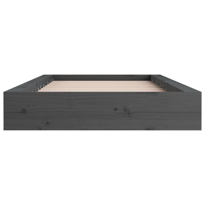 sengeramme 135x190 cm dobbelt massivt træ grå