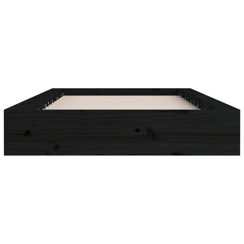 sengeramme 135x190 cm dobbelt massivt træ sort