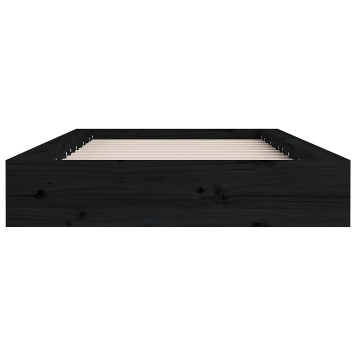 sengeramme 135x190 cm dobbelt massivt træ sort