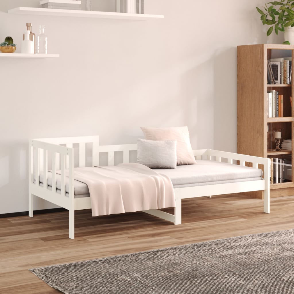 daybed uden madras 90x200 cm massivt fyrretræ hvid