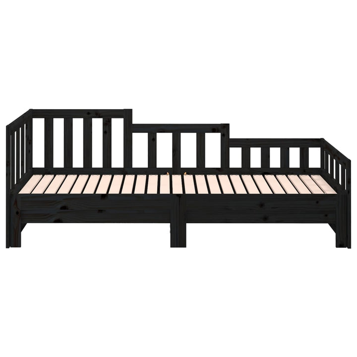 daybed med udtræk 2x(80x200) cm massivt fyrretræ sort