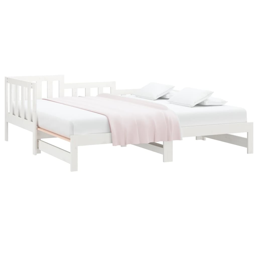 daybed med udtræk 2x(90x190) cm massivt fyrretræ hvid