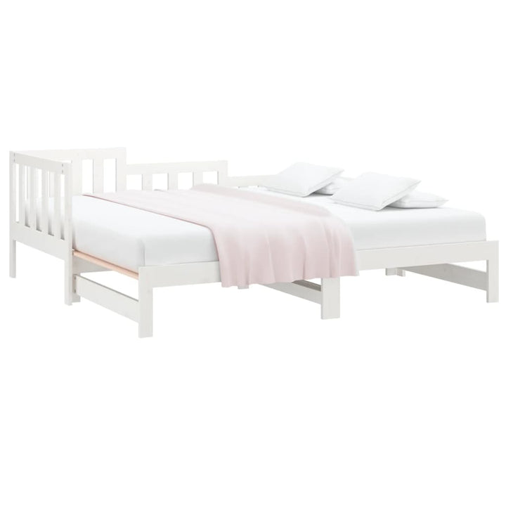 daybed med udtræk 2x(90x190) cm massivt fyrretræ hvid