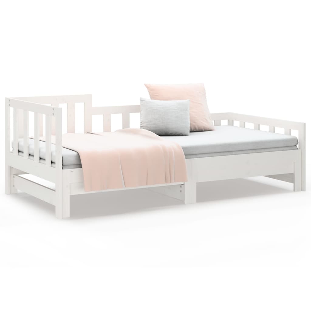 daybed med udtræk 2x(90x190) cm massivt fyrretræ hvid