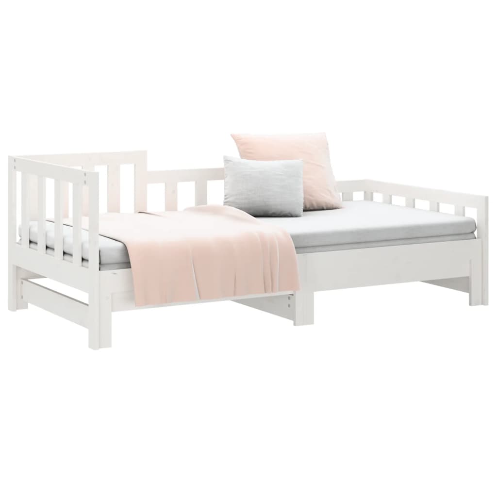 daybed med udtræk 2x(90x190) cm massivt fyrretræ hvid