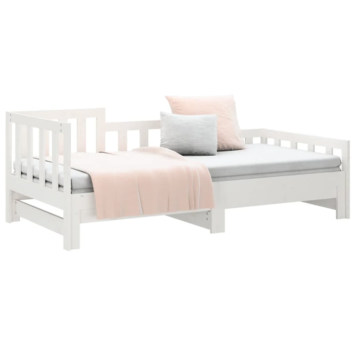 daybed med udtræk 2x(90x190) cm massivt fyrretræ hvid
