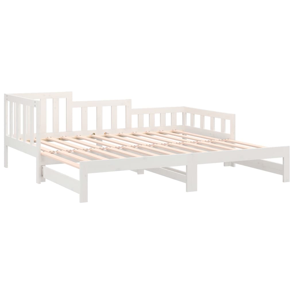 daybed med udtræk 2x(90x190) cm massivt fyrretræ hvid