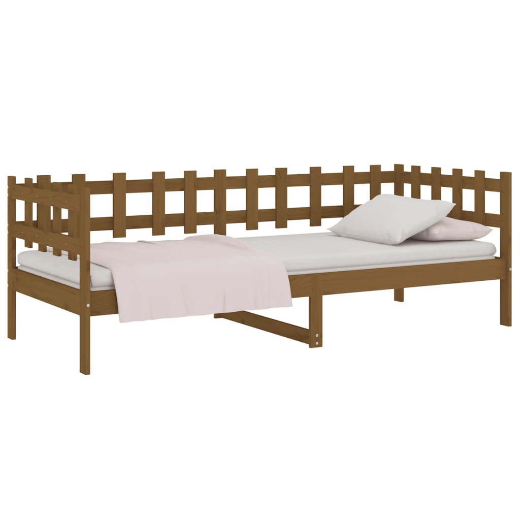 daybed 80x200 cm massivt fyrretræ gyldenbrun