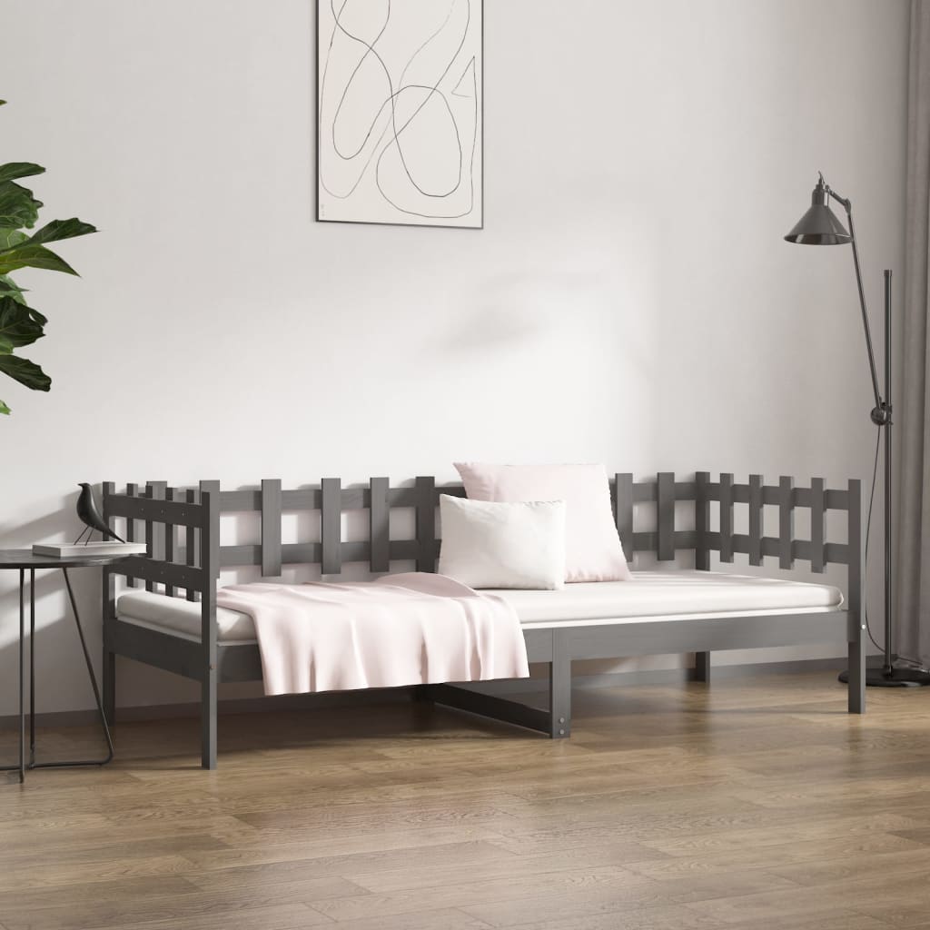 daybed 90x200 cm massivt fyrretræ grå