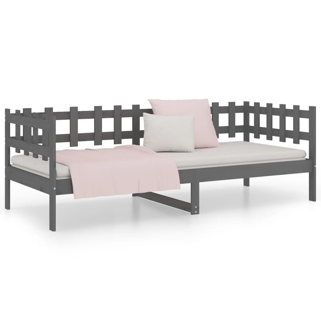 daybed 90x200 cm massivt fyrretræ grå