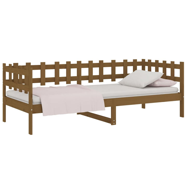 daybed 90x200 cm massivt fyrretræ gyldenbrun