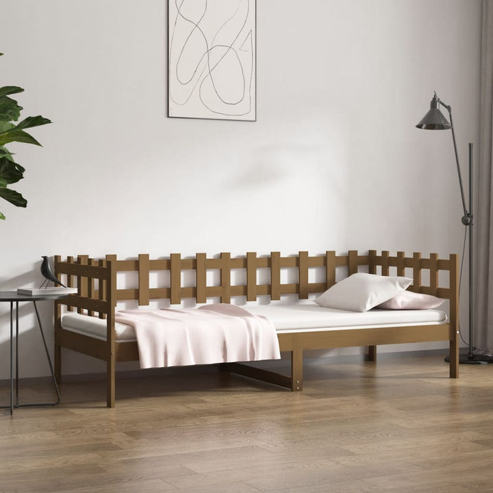 daybed 90x200 cm massivt fyrretræ gyldenbrun