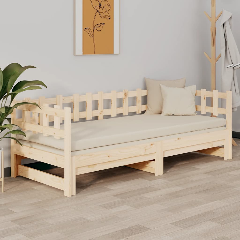 daybed med udtræk 2x(80x200) cm massivt fyrretræ