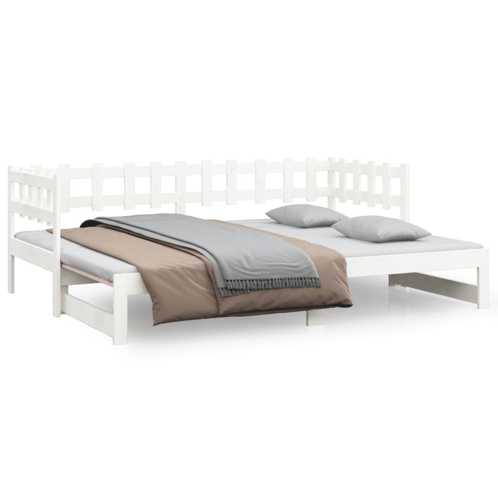 daybed med udtræk 2x(80x200) cm massivt fyrretræ hvid