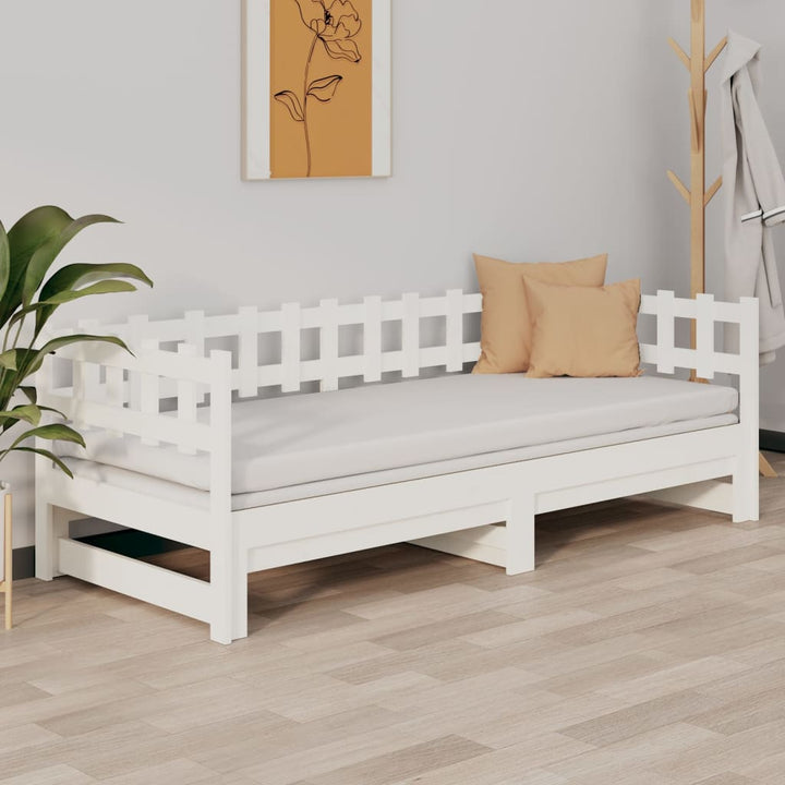 daybed med udtræk 2x(80x200) cm massivt fyrretræ hvid