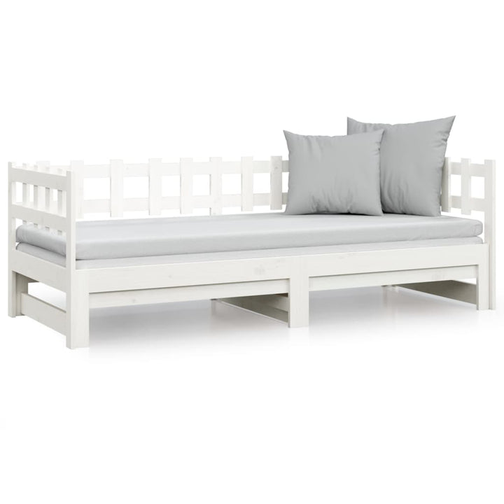 daybed med udtræk 2x(80x200) cm massivt fyrretræ hvid