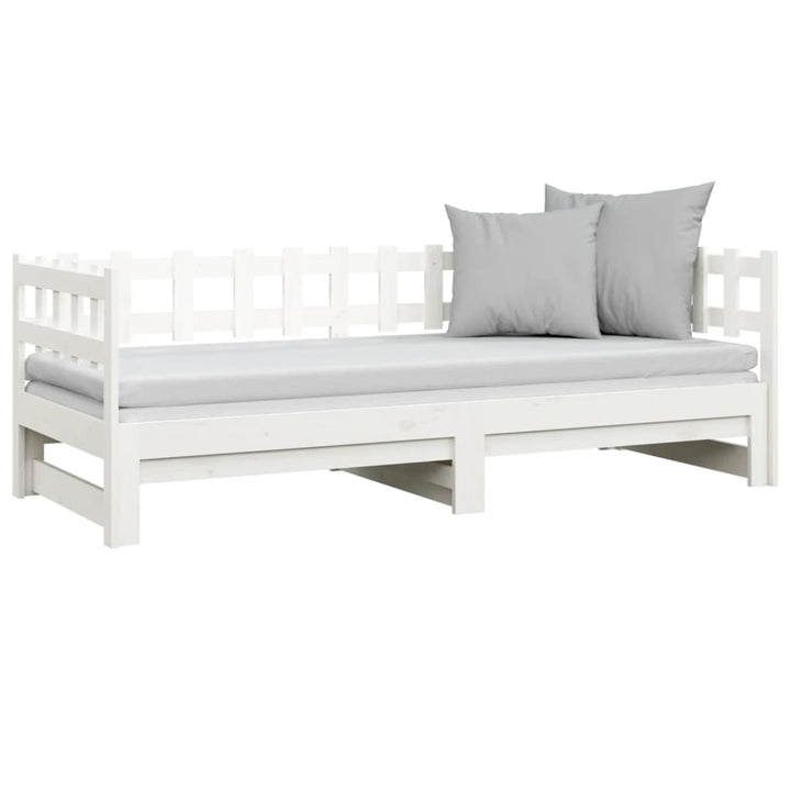 daybed med udtræk 2x(80x200) cm massivt fyrretræ hvid