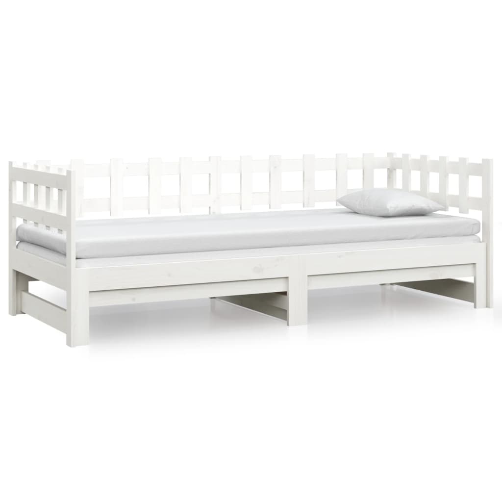 daybed med udtræk 2x(80x200) cm massivt fyrretræ hvid