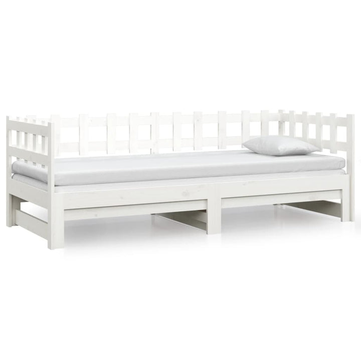 daybed med udtræk 2x(80x200) cm massivt fyrretræ hvid