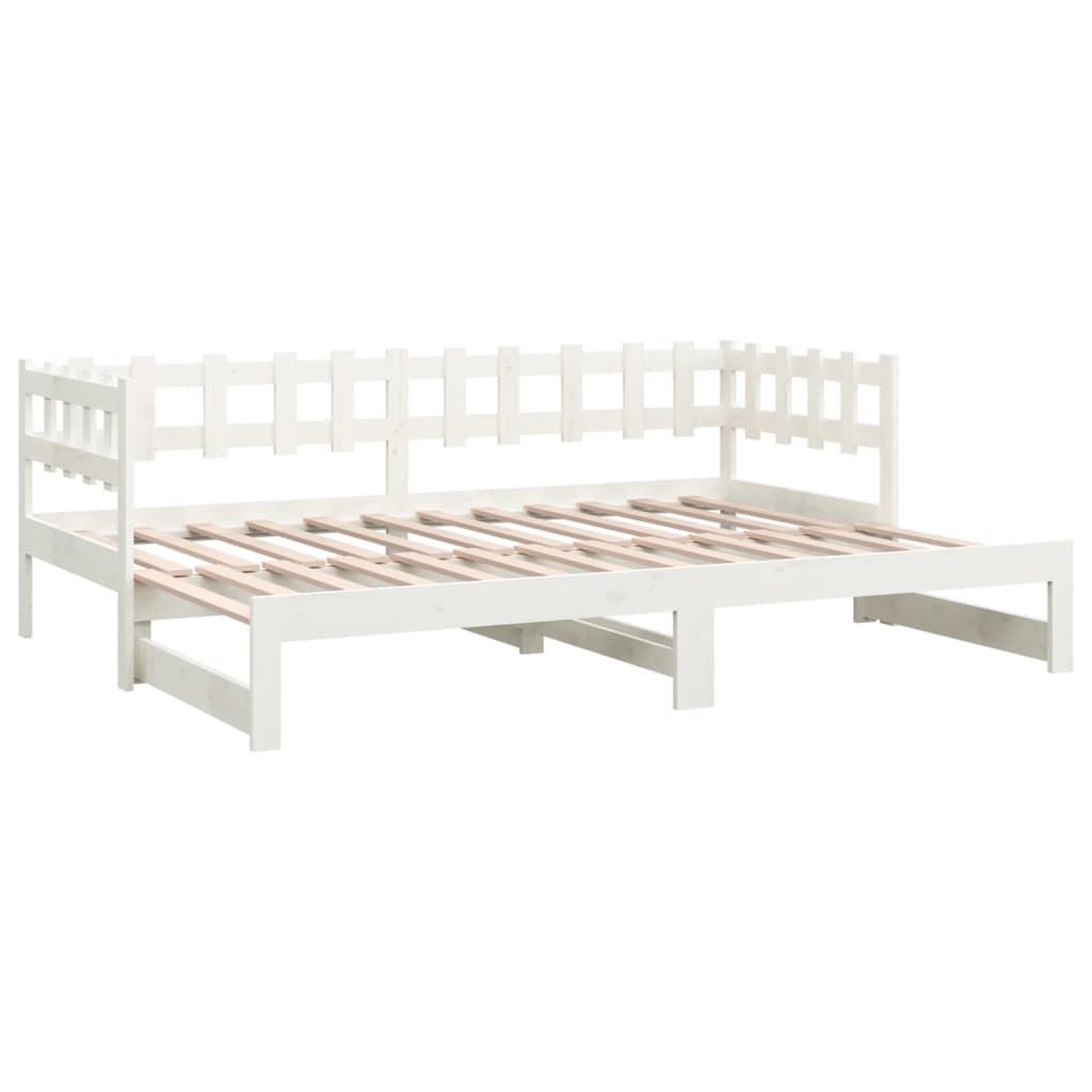 daybed med udtræk 2x(80x200) cm massivt fyrretræ hvid