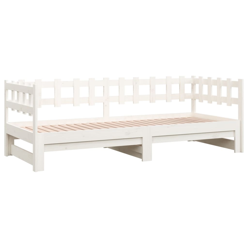 daybed med udtræk 2x(80x200) cm massivt fyrretræ hvid