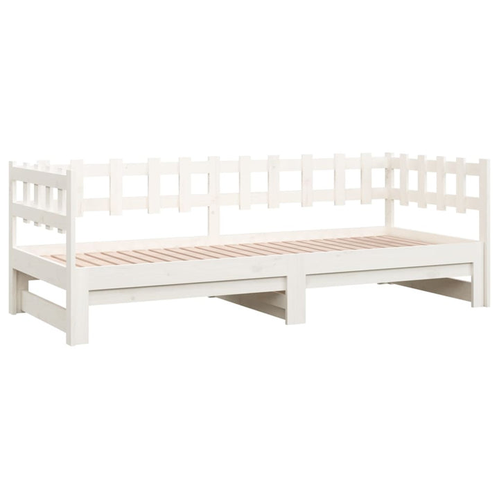 daybed med udtræk 2x(80x200) cm massivt fyrretræ hvid
