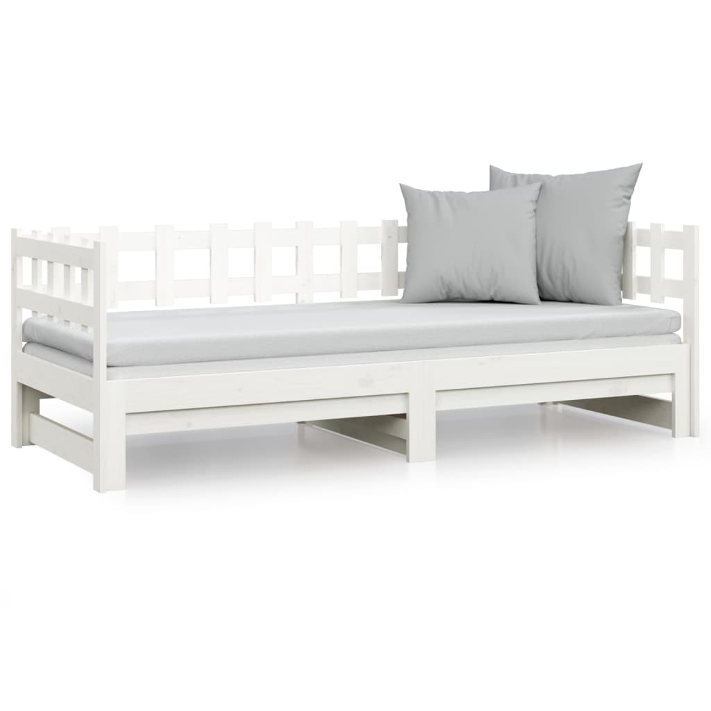 daybed med udtræk 2x(90x200) cm massivt fyrretræ hvid