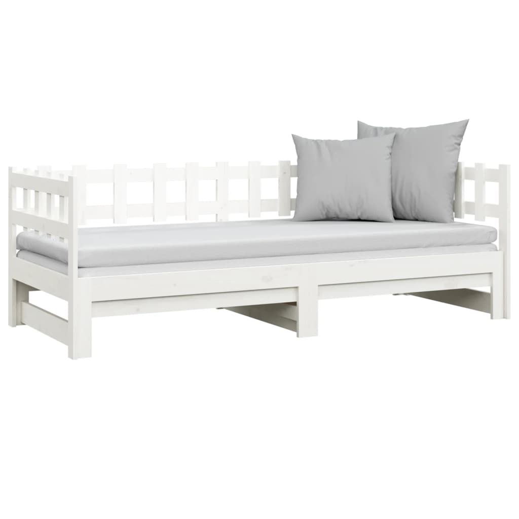 daybed med udtræk 2x(90x200) cm massivt fyrretræ hvid