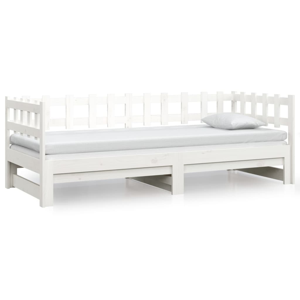 daybed med udtræk 2x(90x200) cm massivt fyrretræ hvid