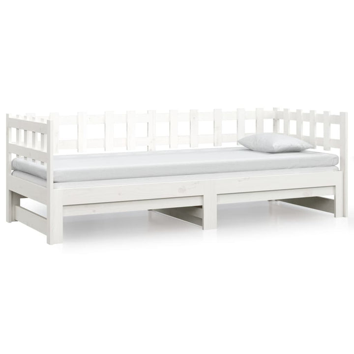 daybed med udtræk 2x(90x200) cm massivt fyrretræ hvid