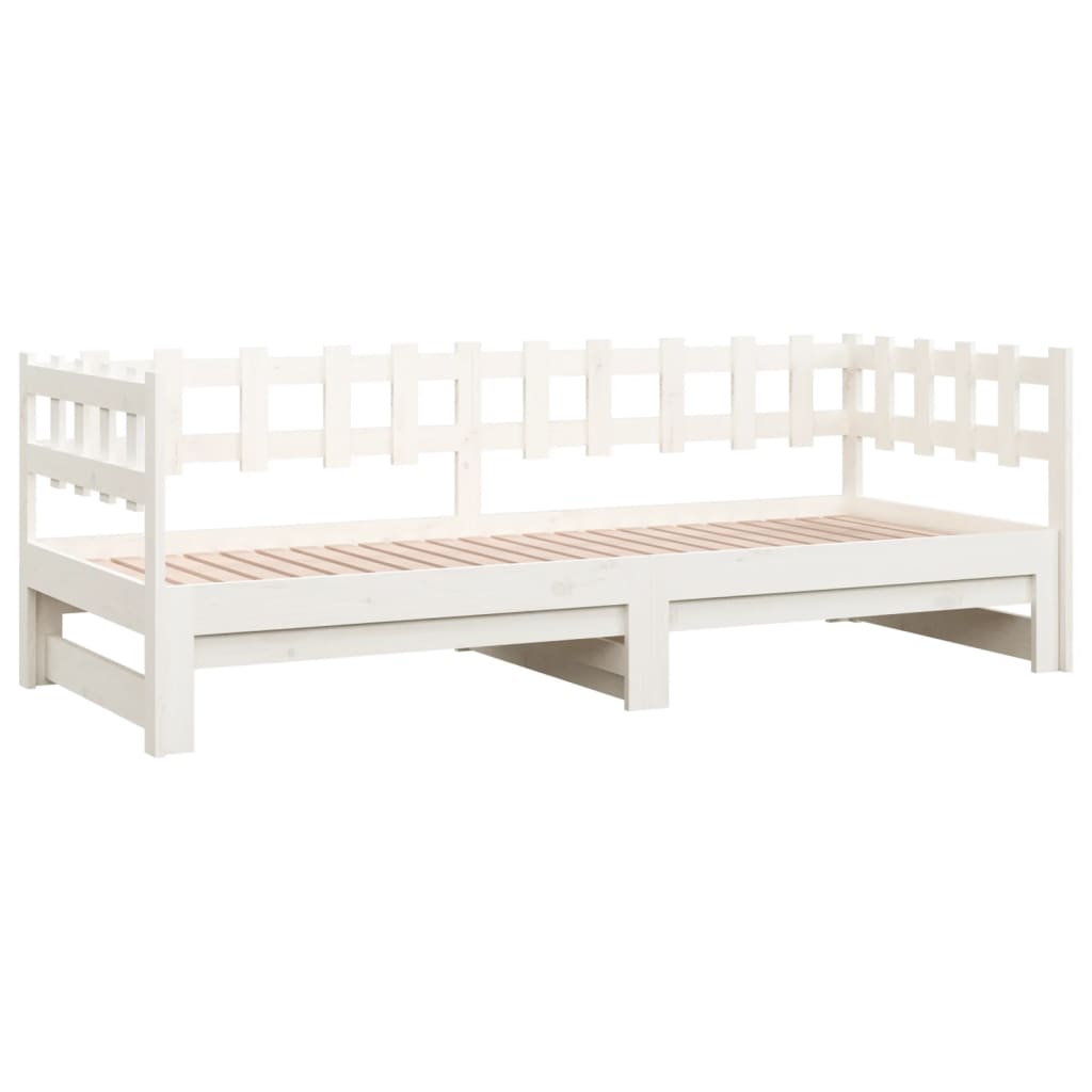daybed med udtræk 2x(90x200) cm massivt fyrretræ hvid