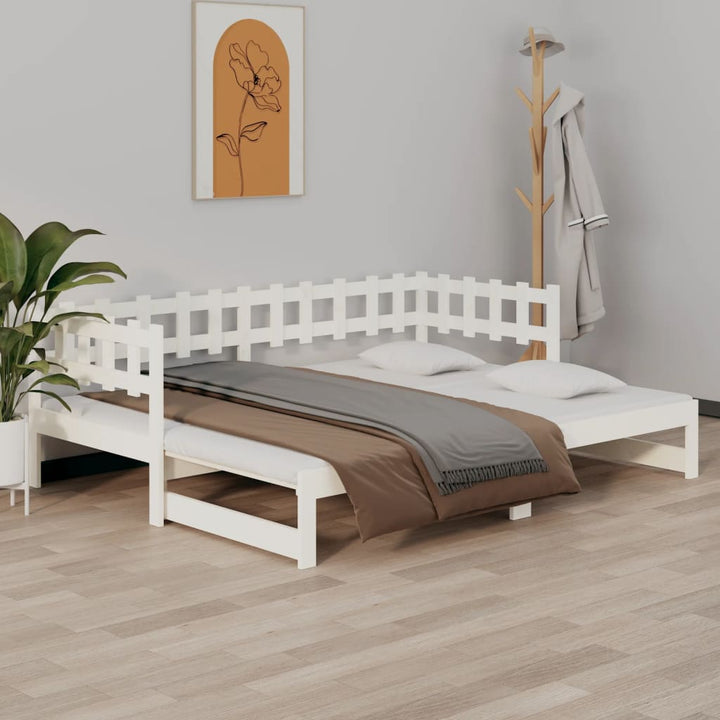 daybed med udtræk 2x(90x200) cm massivt fyrretræ hvid