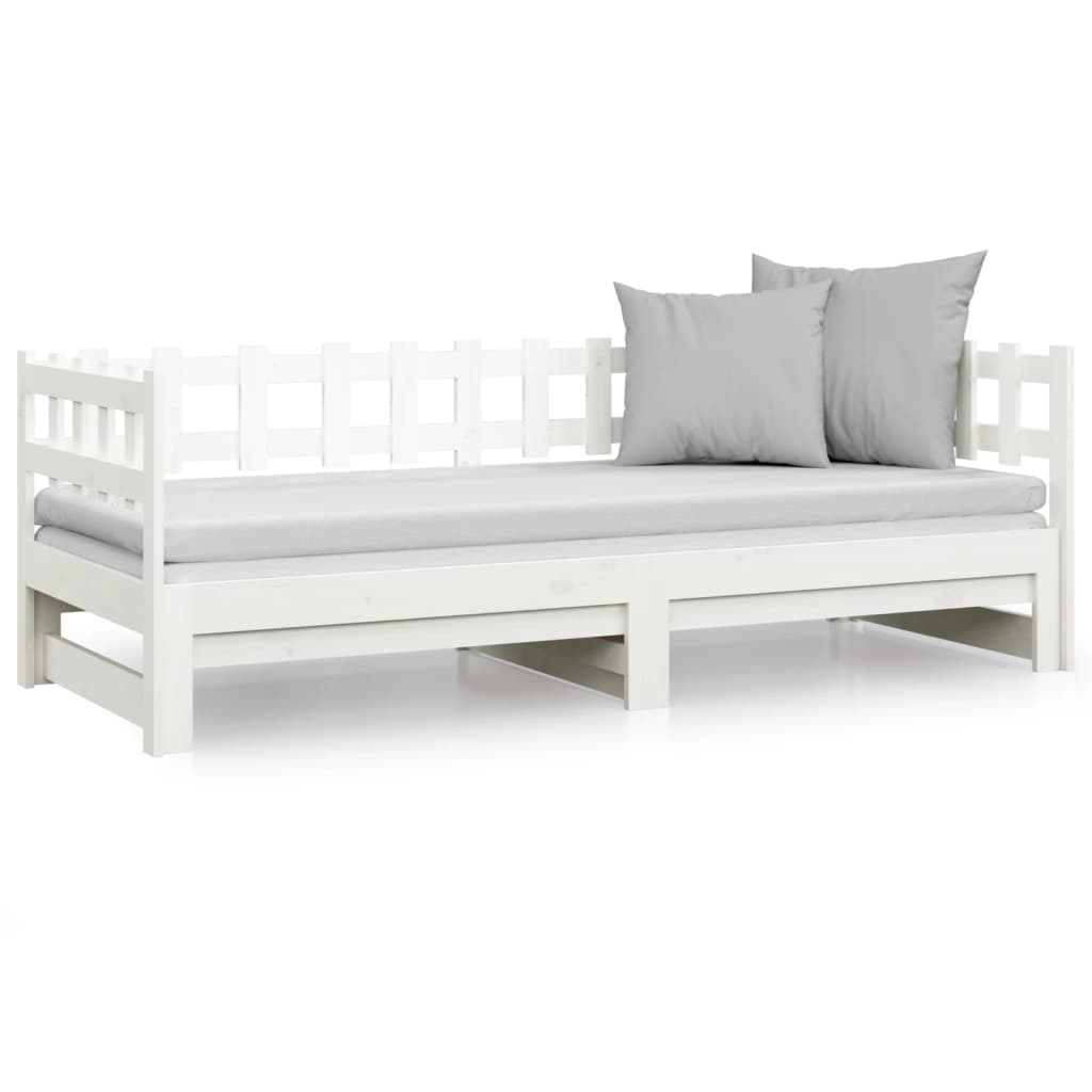 daybed med udtræk 2x(90x190) cm massivt fyrretræ hvid