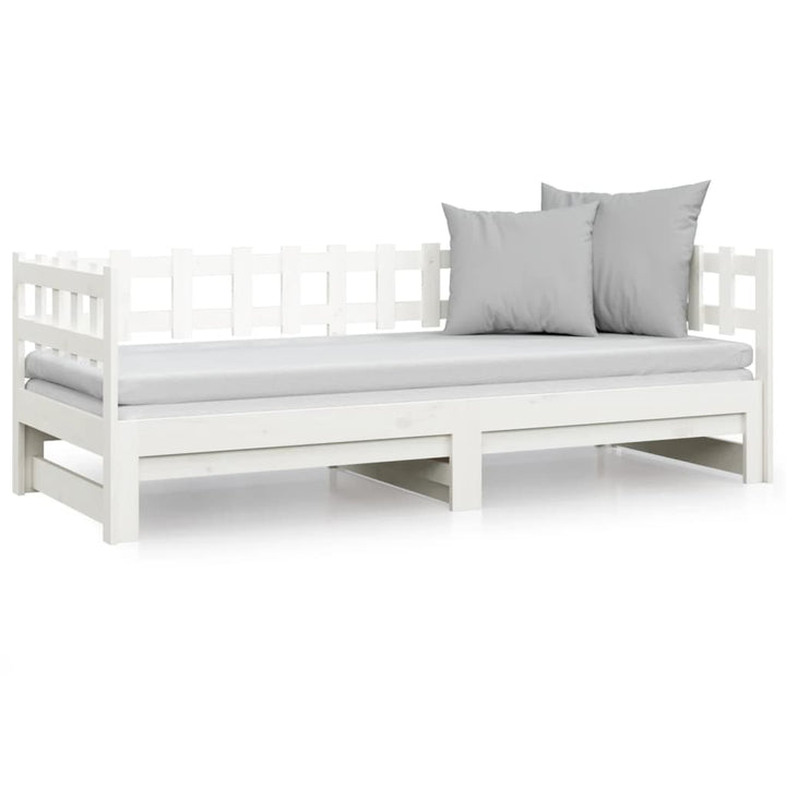 daybed med udtræk 2x(90x190) cm massivt fyrretræ hvid
