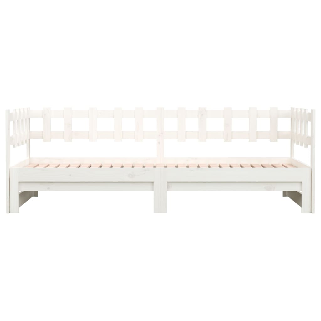 daybed med udtræk 2x(90x190) cm massivt fyrretræ hvid
