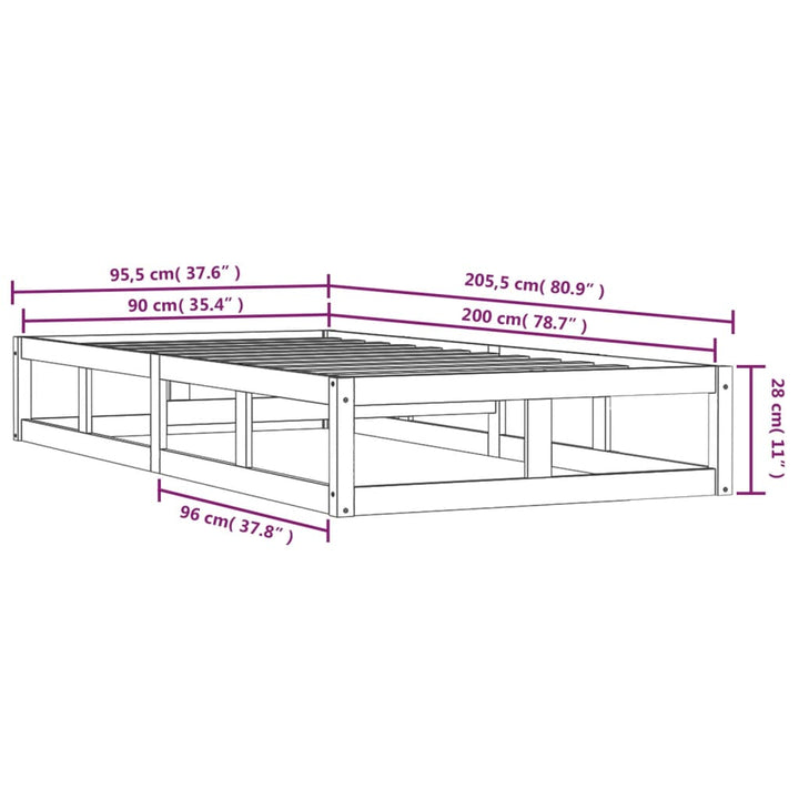 sengeramme 90x200 cm massivt træ