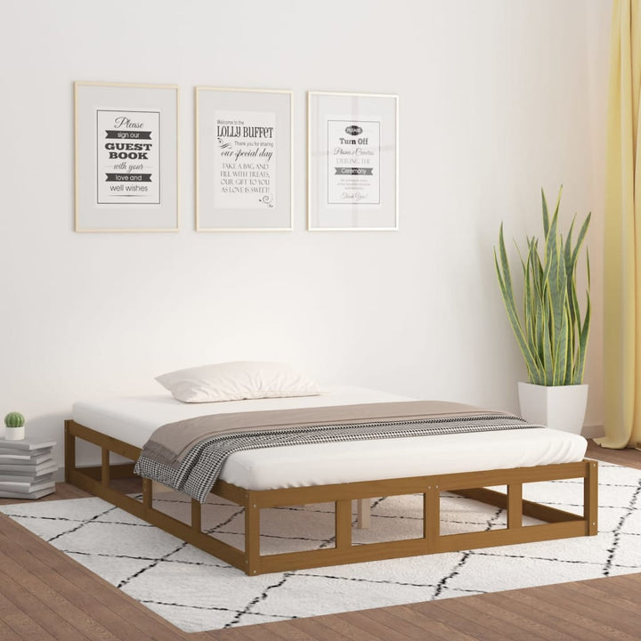 sengeramme 120x200 cm massivt træ gyldenbrun