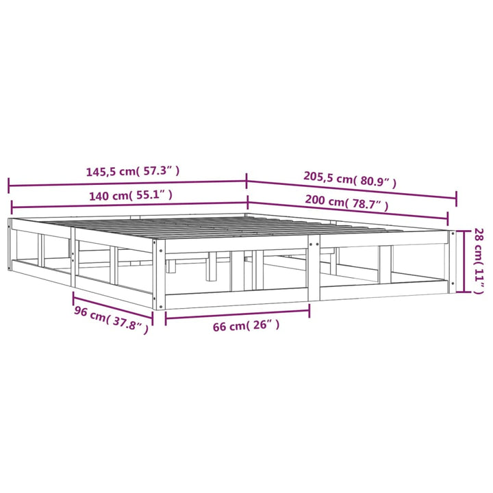 sengeramme 140x200 cm massivt træ