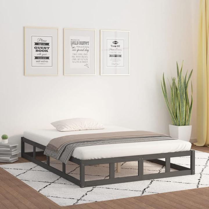 sengeramme 150x200 cm King Size massivt træ grå