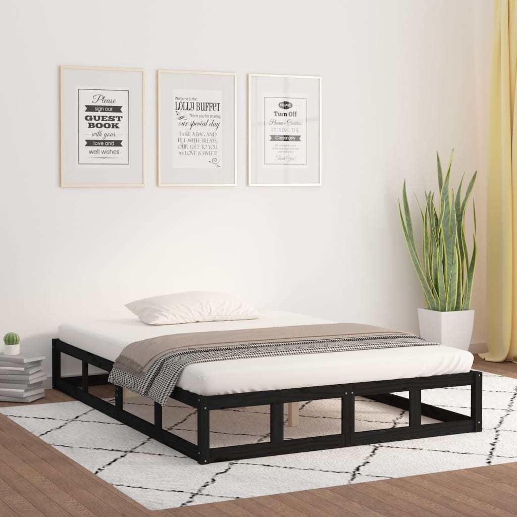 sengeramme 160x200 cm massivt træ sort