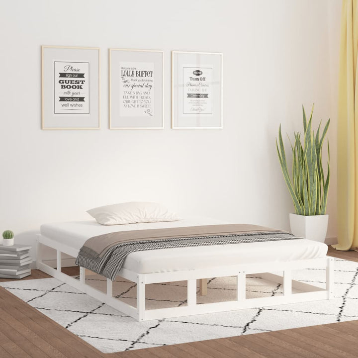 sengeramme 200x200 cm massivt træ hvid