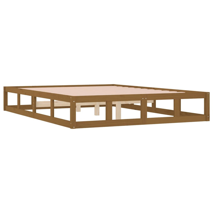 sengeramme 200x200 cm massivt træ gyldenbrun