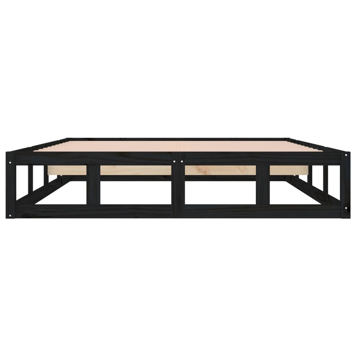 sengeramme 200x200 cm massivt træ sort