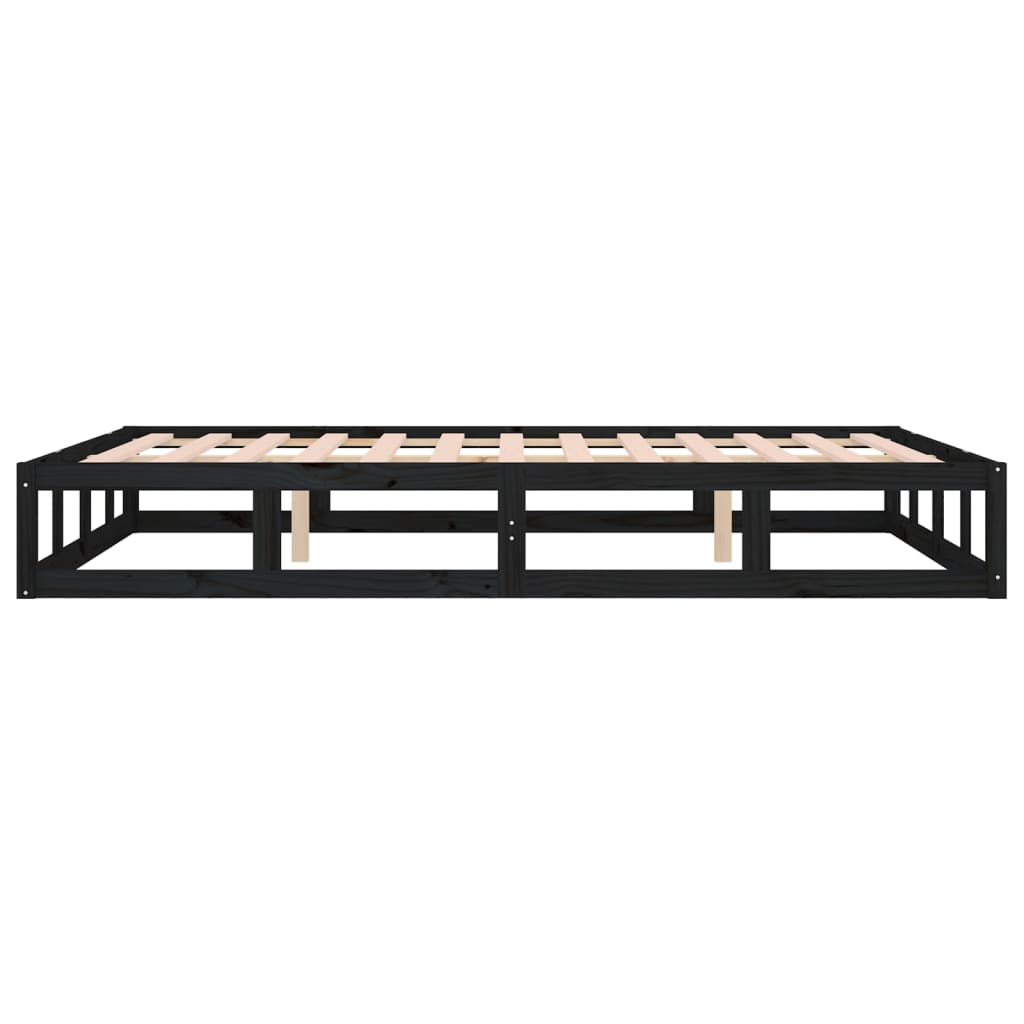 sengeramme 200x200 cm massivt træ sort
